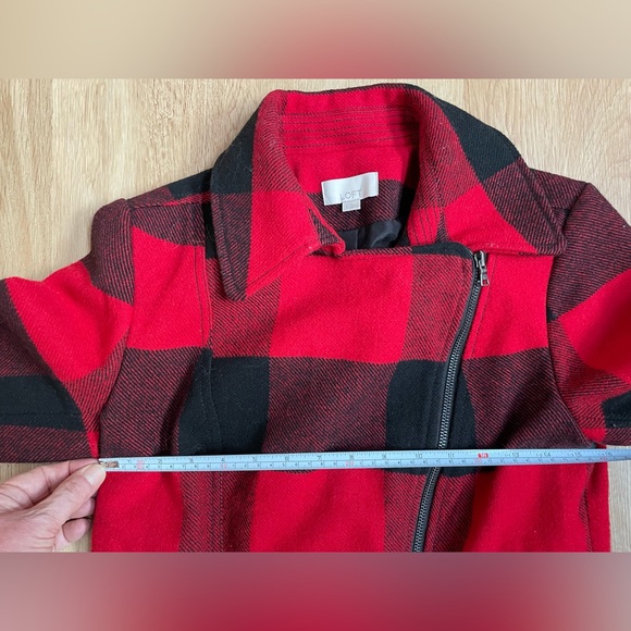 Loft small red black buffalo plaid jacket coat - Picture 6 of 7